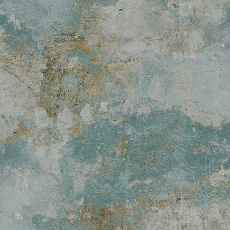 Обои Grandeco Ciara A 63103 Винил на флизелине (0,53*10,05) Бирюзовый/Серый/Бронзовый, Штукатурка/Мрамор