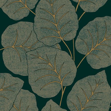 Обои Grandeco Ciara A 63502 Винил на флизелине (0,53*10,05)Синий/Зеленый/Бронзовый, Листья
