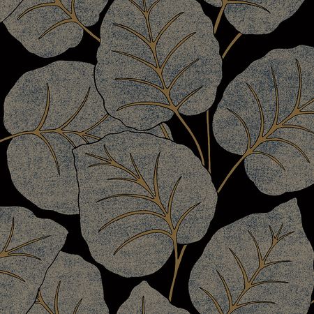Обои Grandeco Ciara A 63503 Винил на флизелине (0,53*10,05) Синий/Серебряный, Листья