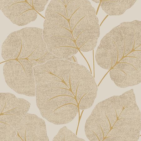 Обои Grandeco Ciara A 63504 Винил на флизелине (0,53*10,05) Бежевый/Коричневый/Золото, Листья