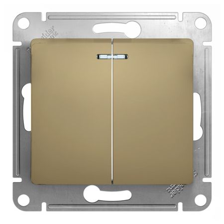 выключатель 2-клавишный SCHNEIDER ELECTRIC Glossa с индикатором, титан