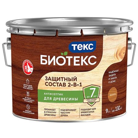 средство деревозащитное TEKC Bioteks 2-в-1 9л махагон, арт.700008200