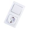 блок 1-клавишный выключатель и розетка SCHNEIDER ELECTRIC Glossa c/з белый