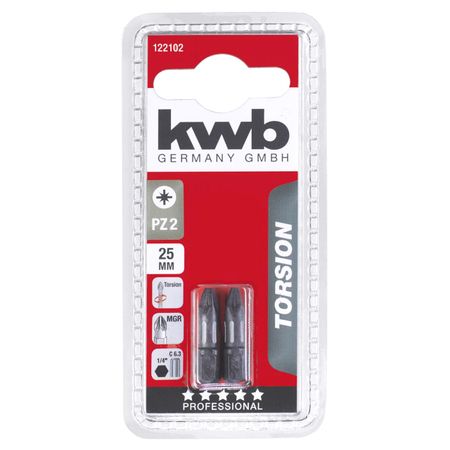 бита KWB PZ2 25мм torsion 2шт