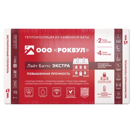 теплоизоляция ROCKWOOL Лайт Баттс Экстра 1000х600х50мм