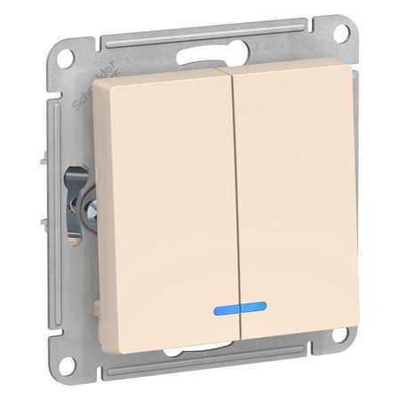 выключатель 2-клавишный SCHNEIDER ELECTRIC Atlas Design 10А с/и бежевый