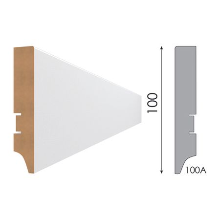 плинтус МДФ STELLA 100A 2000х100х16мм белый под покраску