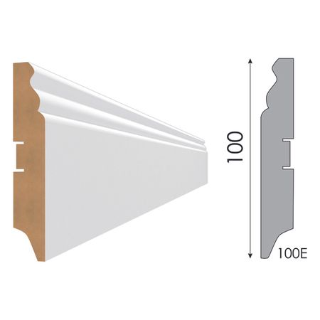 плинтус МДФ STELLA 100E 2000x100x16мм белый под покраску