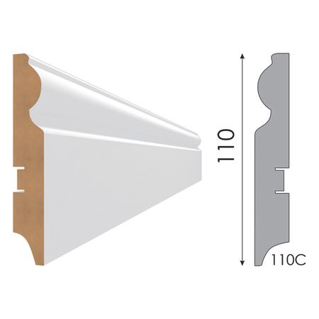 плинтус МДФ STELLA 110C 2000х110х16мм белый под покраску