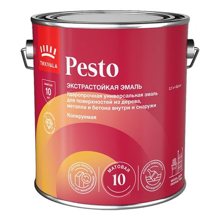 эмаль алкидная TIKKURILA Pesto 10 база С 2,7л бесцветная, арт.700001168