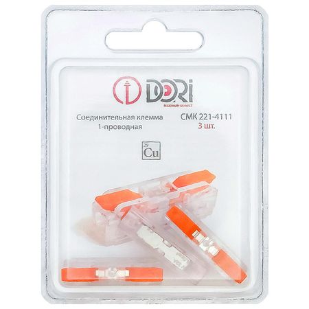 клемма проходная DORI с рычажком 1х4мм.кв 3шт прозрачный