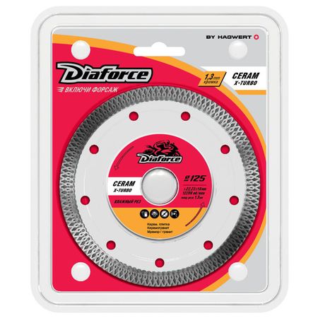 диск алмазный DIAFORCE Ceram X-Turbo 125х22,23х1,3мм турбированный
