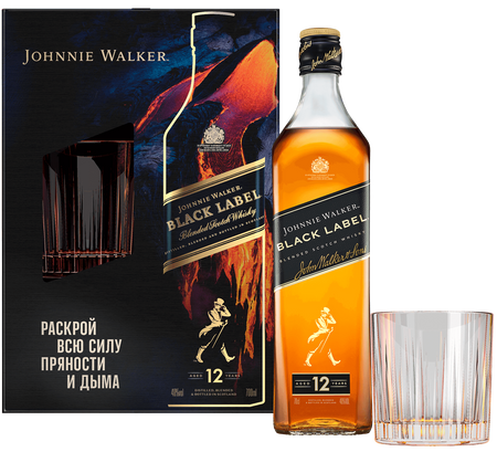 Johnnie Walker Black Label Blended Scotch Whisky (gift box with a glass)