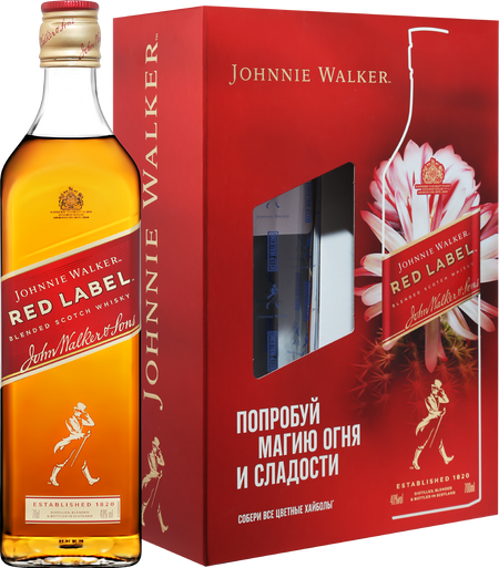 Johnnie Walker Red Label Blended Scotch Whisky (gift box with 1 glass)