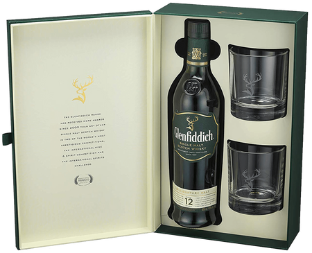 Glenfiddich 12 y.o. Single Malt Scotch Whisky (gift box with 2 glasses)