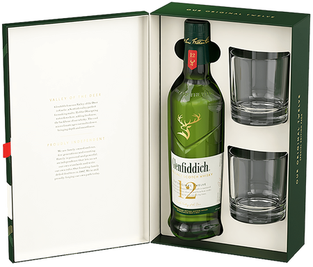 Glenfiddich Single Malt Scotch Whisky 12 y.o. (gift box with 2 glasses)
