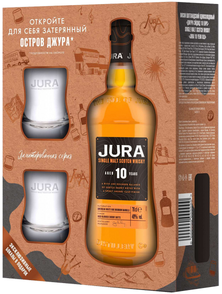 Jura 10 y.o. Single Malt Scotch Whisky (gift box with 2 glasses)