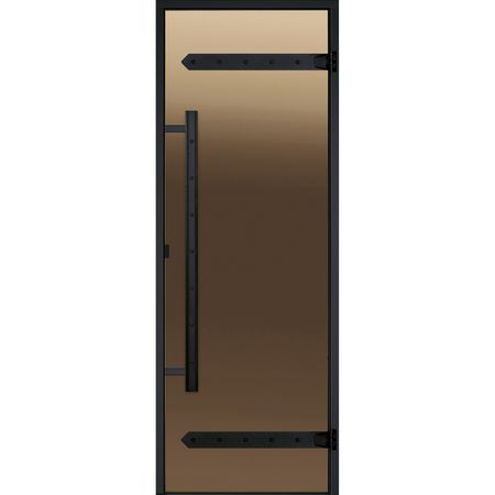 Двери стеклянные HARVIA LEGEND 9/21 черная коробка алюминий, стекло бронза DA92101L