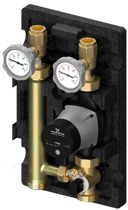 Насосная группа Meibes MK со смесителем 1 1/4" с насосом Grundfos UPM3 Hybrid 32-70, подача слева
