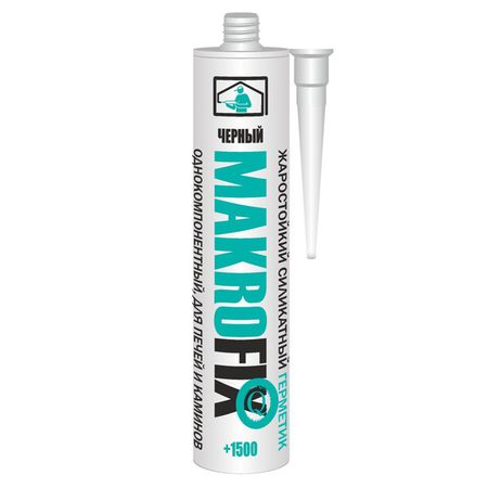 герметик силикатный MAKROFIX +1500С 280мл черный, арт.9014