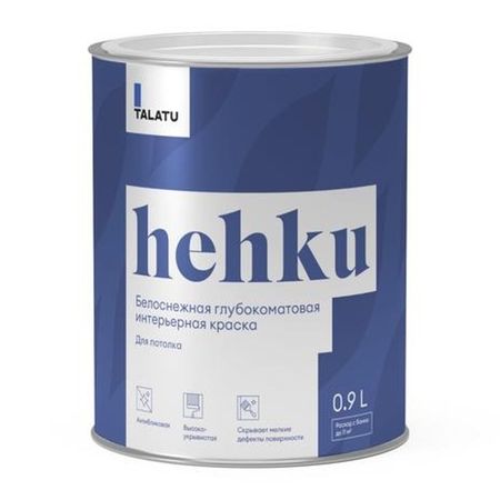 краска в/д TALATU Hehku для потолка глубокоматовая 0,9 л белая, арт.S1201010001