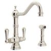 Двухрычажный смеситель для кухни Perrin &amp; Rowe Edwardian Era Mono с боковым распылителем, polished nickel