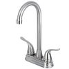 Барный кран FurnOrama с двумя ручками по центру, satin nickel