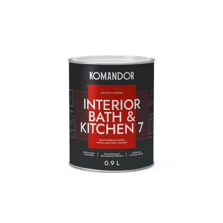 Краска влагостойкая матовая Komandor 7 База С 0,9 л