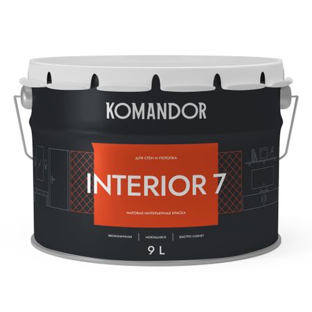 Краска матовая Komandor Interior 7 База С 9 л