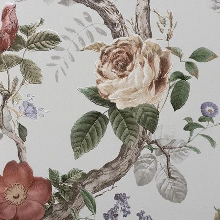 Обои Andrea Rossi Cavolli 54421-1 Винил на флизелине (1,06*10,05) Белый/Разноцветный, Цветы