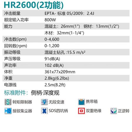 Дрель электрическая Makita HR2600, 800W