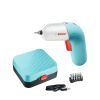 Отвертка аккумуляторная Bosch IXO6 + насадки, белый / синий