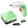 Отвертка аккумуляторная Bosch IXO6 + насадки, белый / зеленый
