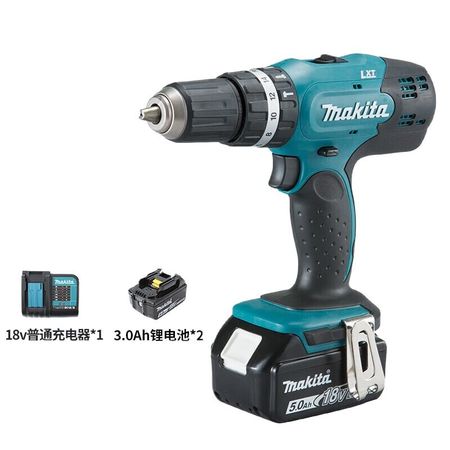 Дрель пистолетная Makita DHP453SFJ + два аккумулятора 3.0Ah, зарядное устройство