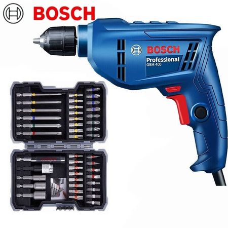 Дрель электрическая Bosch GBM 400 + набор насадок