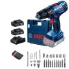 Дрель аккумуляторная Bosch GSB 180-Li + два аккумулятора, зарядное устройство, сверла