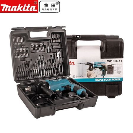 Дрель электрическая Makita M8100BX1, 710W + набор инструментов