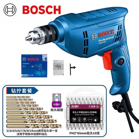 Дрель электрическая Bosch GBM 400 + два набора сверл