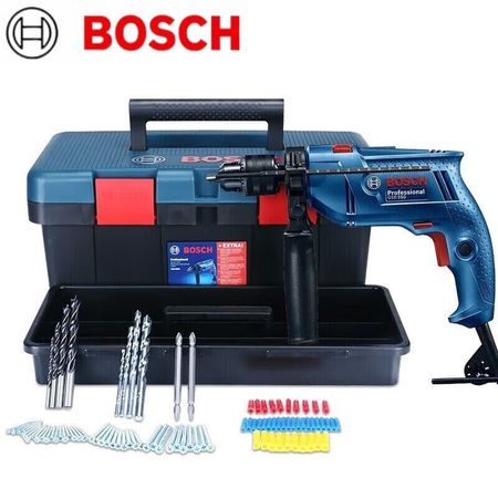 Дрель электрическая Bosch GSB550 + комплект сверл, ящик для инструментов