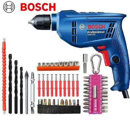 Дрель электрическая Bosch GBM 400 + набор насадок, комплект бит