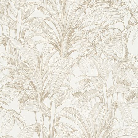 Обои Grandeco Asperia A 51402 Винил на флизелине (0,53*10,05) Белый/Коричневый, Листья