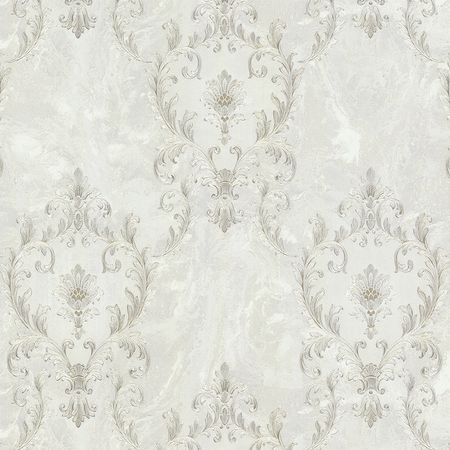 Обои Decori-Decori Forte dei Marmi 2 83702 Винил на флизелине (1,06*10,05) Белый/Серый, Дамаск