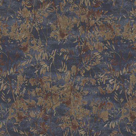 Обои Emiliana Parati Gianfranco Ferre Home 3 62013 Винил на флизелине (1,06*10,05) Синий/Коричневый, Листья