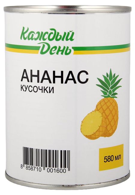 Ананас Каждый день в кусочках, 580 мл