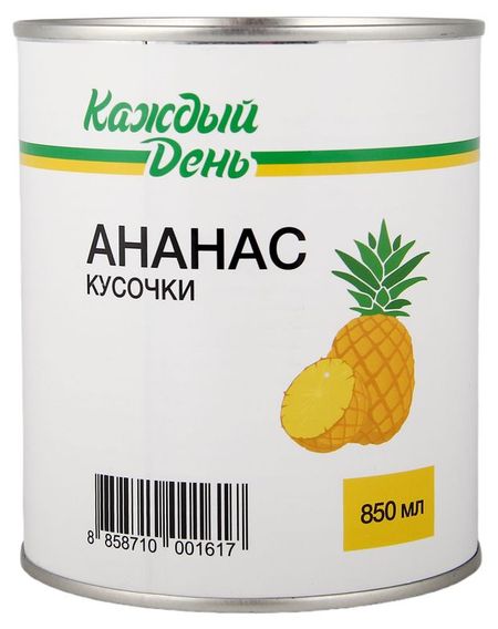 Ананас Каждый день в кусочках, 850 мл