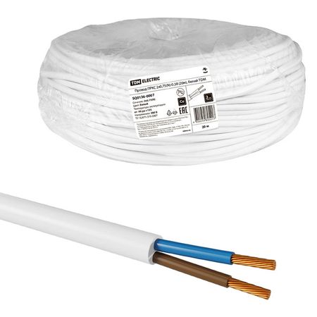 кабель ПРКС TDM ELECTRIC 2х0,75 N 0,38 20м белый