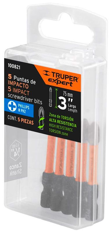 Бита торсионная Truper PUDE-1302I (100821) 75 мм, 5 штук Бита торсионная Truper PUDE-1302I (100821) 75 мм, 5 штук