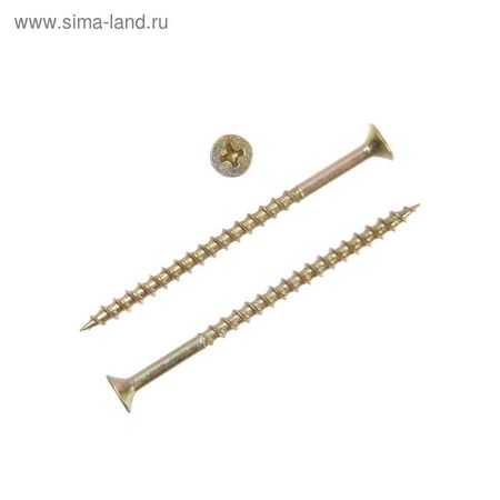 Саморез 4.2×70 мм ТУНДРА PREMIUM, потай, крупная резьба, шлиц PH, желтый цинк, 1 кг