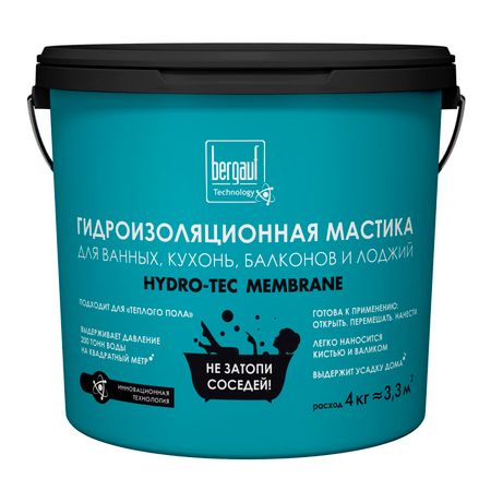 мастика гидроизоляционная BERGAUF Hydro-Tec Membrane U 4кг, арт. Hydro-TecMemb4