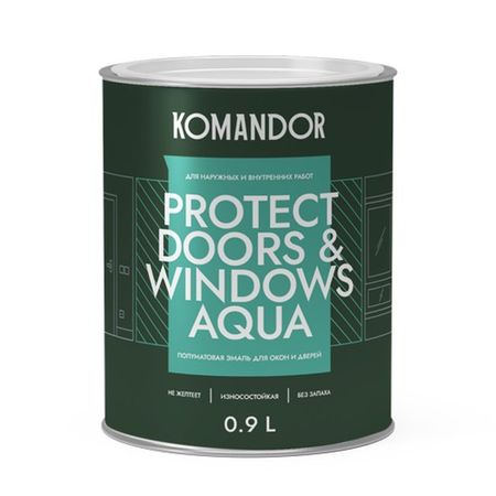 эмаль KOMANDOR Protect Doors&Windows база А для окон 0,9 л белая,арт.S1313001001